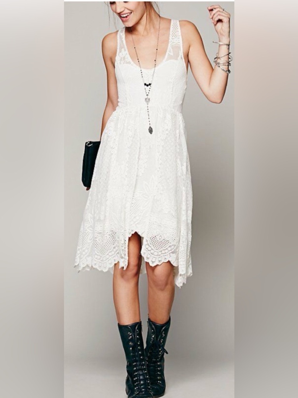 White Lace Sleeveless Fit & Flare Dress